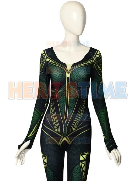 

Newest Mera Costume Superhero Costume Spandex 3D Print Zentai Suit Mera Halloween Zentai Bodysuit Costume for Woman