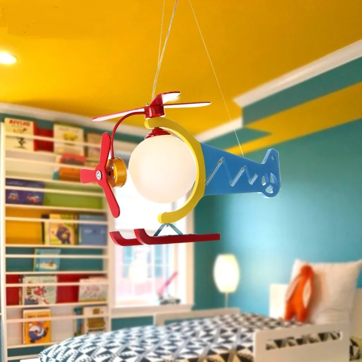 creative bedroom lovely Come to the plane light boy room led girl cartoonPropeller red clothing store  Pendant Lights ET6