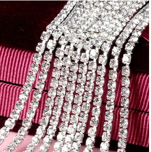 5meters/lot 2.5mm clear transparent color cup chain stone bead chains Silver bottom cup chain free shipping