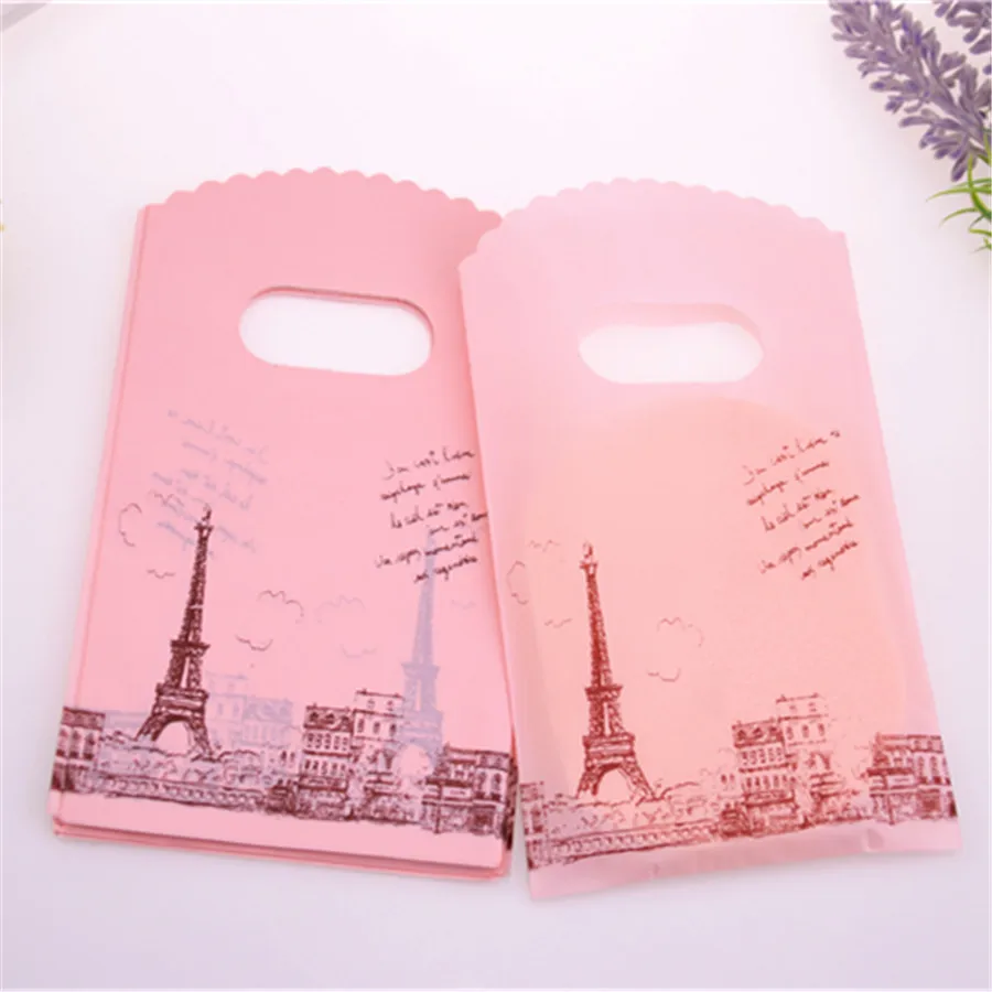 Hot Sale New Design Wholesale 50pcs/lot 9*15cm Luxury European Eiffel Tower Mini Plastic Packaging Bags Small Gift Bag
