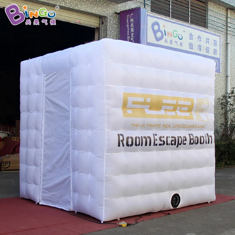 

White Inflatable Cube Tent Oxford Cloth LED Light Inflatable Photo Booth