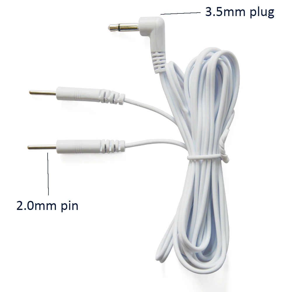 Cables de plomo de electrodo de repuesto, conector de 2 pines, cabeza de CC Jack de 3,5mm, conexión de máquina de fisioterapia o unidad TENS, 10