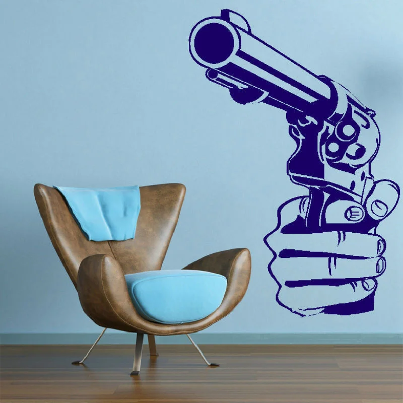 Free shipping Gun Shooting Wall Art Sticker Decal DIY Home Decoration Decor Wall Mural Removable Bedroom Sticker 55X80cm