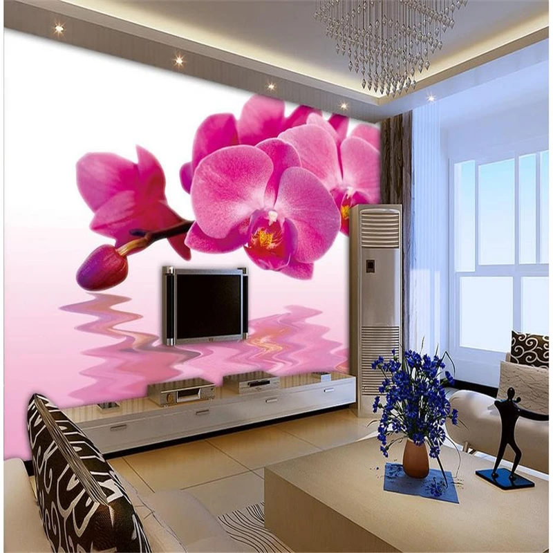 

beibehang Custom 3d photo wallpaper murals wallpaper Butterfly orchid water flower paintings wall paper 3d wallpaper living room