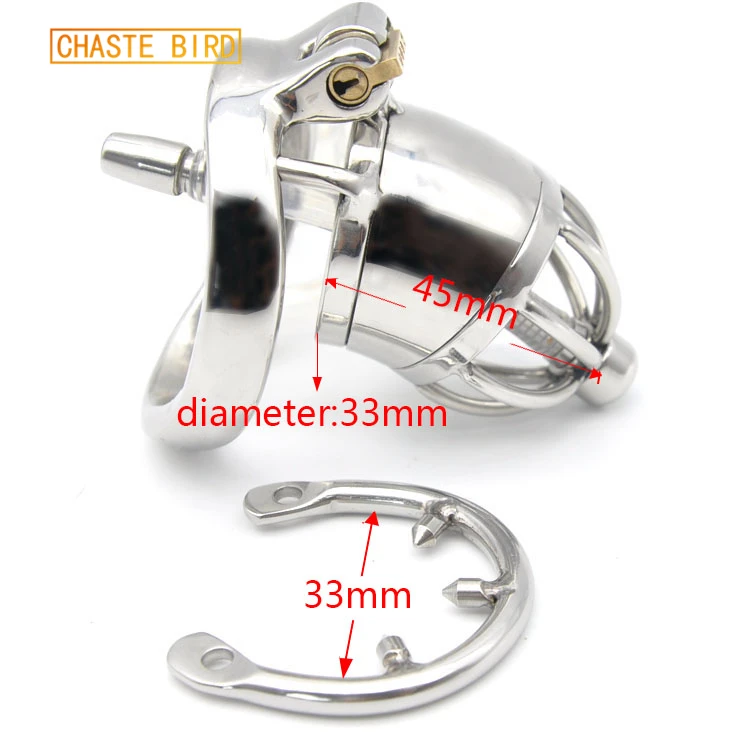 CHASTE BIRD Male Stainless Steel Cock Cage Penis Ring Chastity Device catheter with Stealth New Lock Adult Sex Toys A277