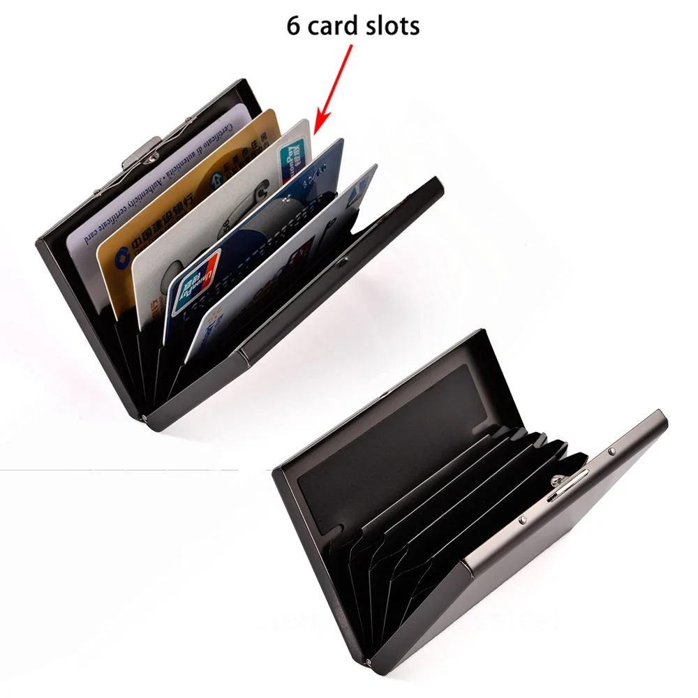 EASTNIGHTS Stainless Steel Card Holder Credit Card Wallet Men Business Rfid Metal Travel Wallet Men Credit ID Card Holder