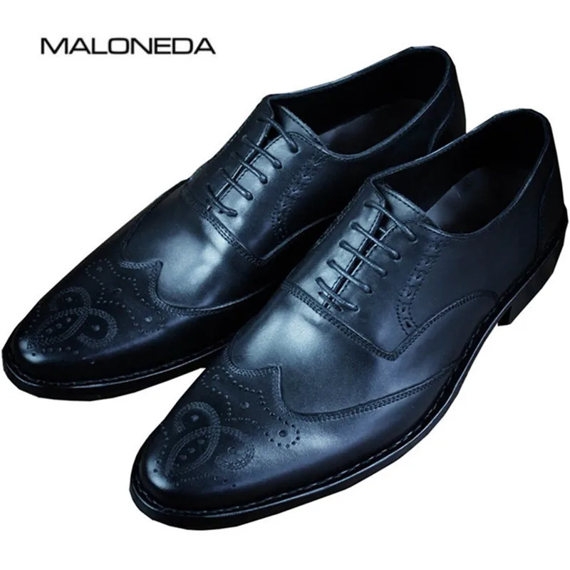 

MALONEDA Fashion Retro Carved Bullock Formal Dress Shoes New Handmade Goodyear Full Grain Leather Men's Oxford Shoes