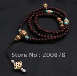 BRO687 Tibetan Red Sandalwood Prayer Mala 8mm Necklace Master Design Tibetan Taste Rosary Bracelet Free Ship