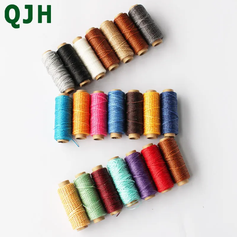 Hot Sale 18 different colors Flat Sew Wax Line Handmade DIY For Leather 1MM Flat Waxed Sewing Nylon Thread Wax Nylon Thread Mach