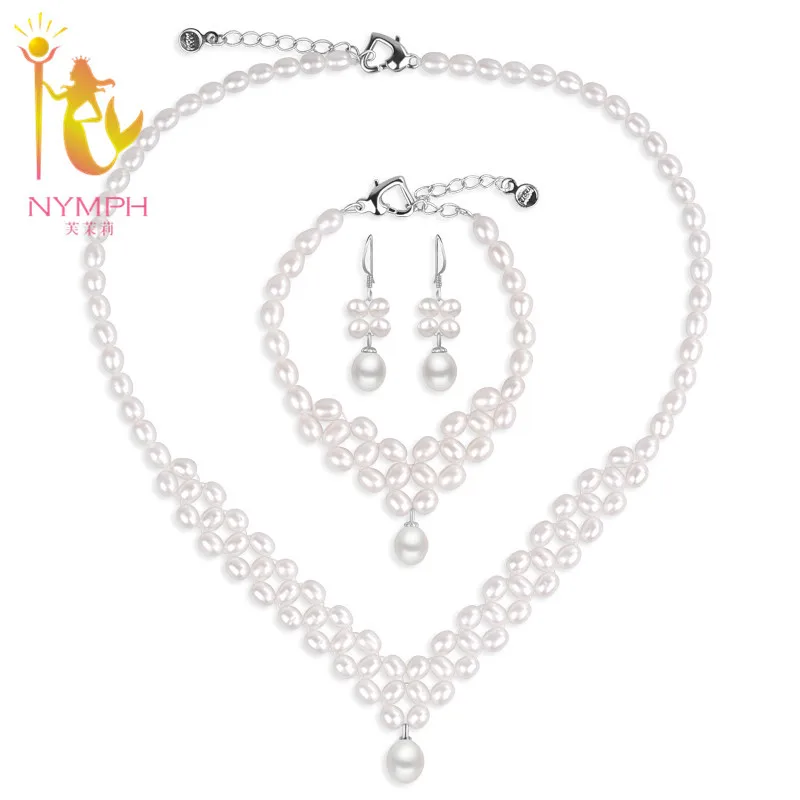 

[NYMPH] Wedding Pearl Jewelry Set Pearl Jewelry Natural Freshwater Pearl Necklace Bracelet Fine Jewerly For Women 090XLEDDZ