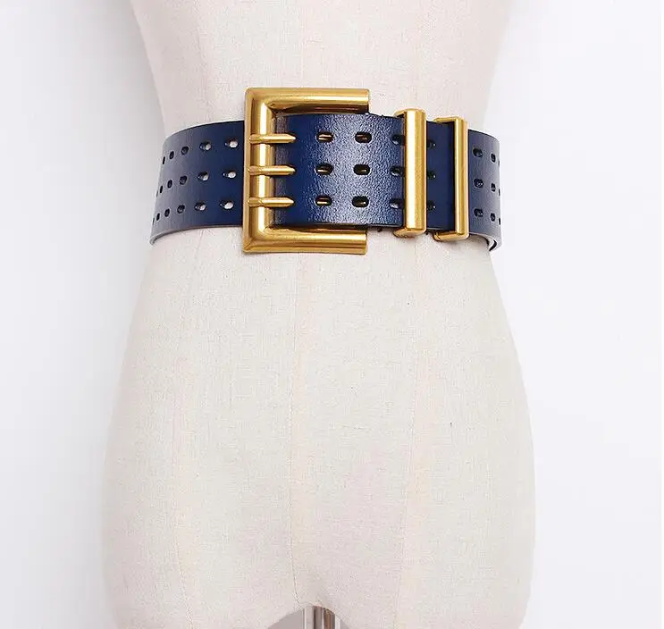 Women's runway fashion genuine caw leather Cummerbunds female Dress Corsets Waistband Belts decoration wide belt R1652