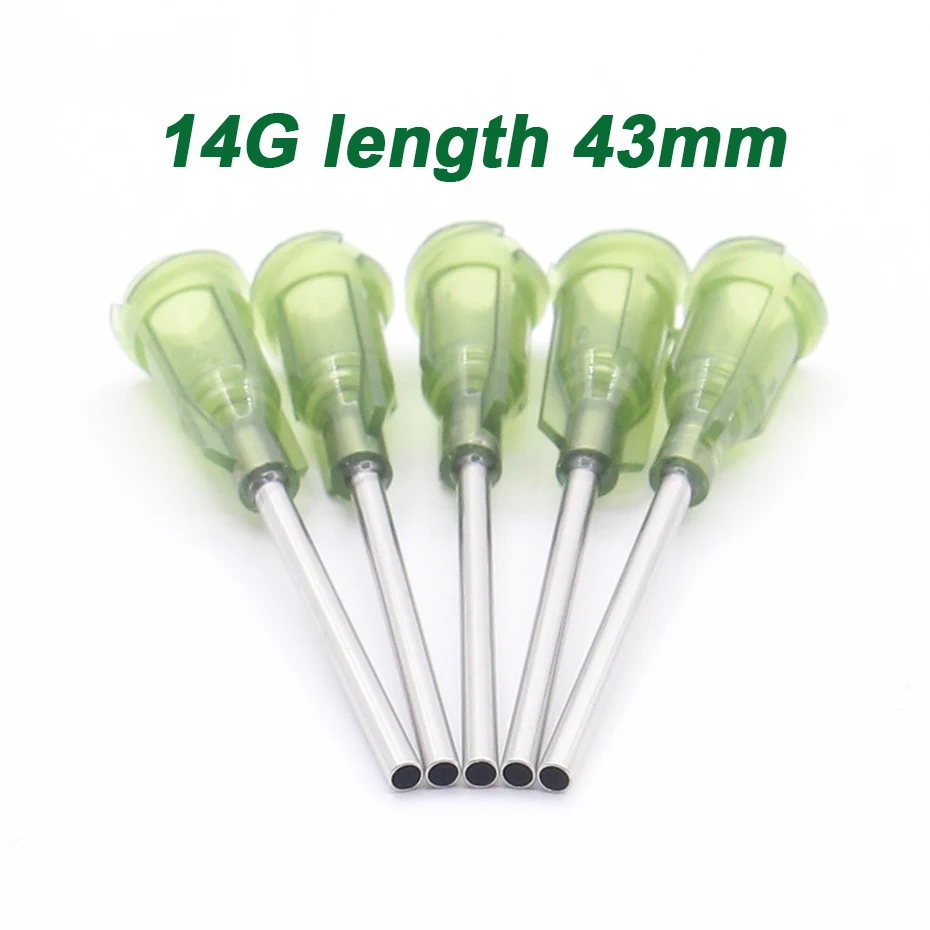 50pcs 14G length 43mm Precision passivated S.S. Dispense Tip with PP Safetylok hub, glue dispenser needles