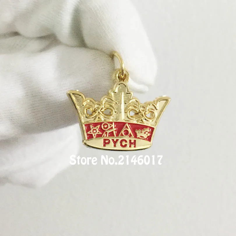 

50pcs Custom Lapel Charms Freemason Masonry Lady Charm Masonic PYCH Crown Metal Craft 25mm Free Masons Enamel Pendant