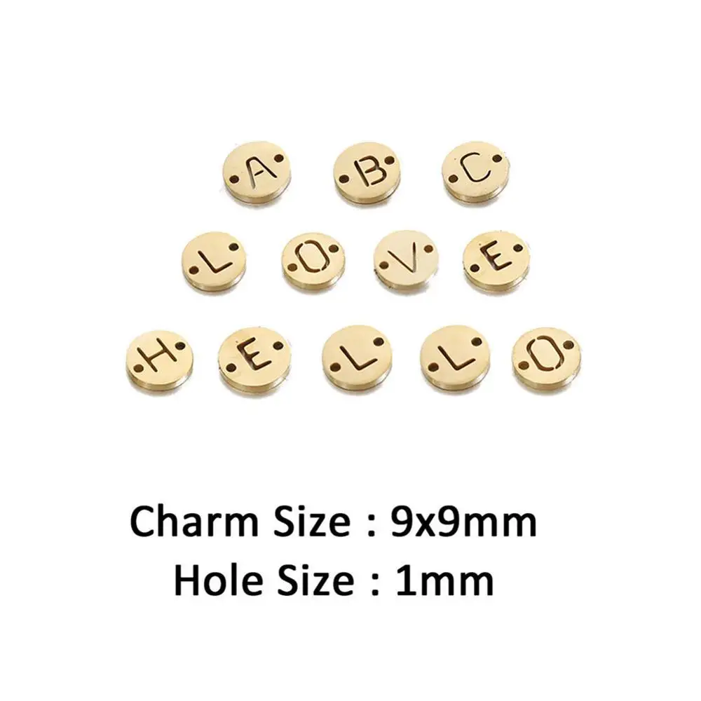 MisenBaBa Stainless Steel Tag Round Letter Charms For Jewelry DIY Making First Letter Pendants Accessories