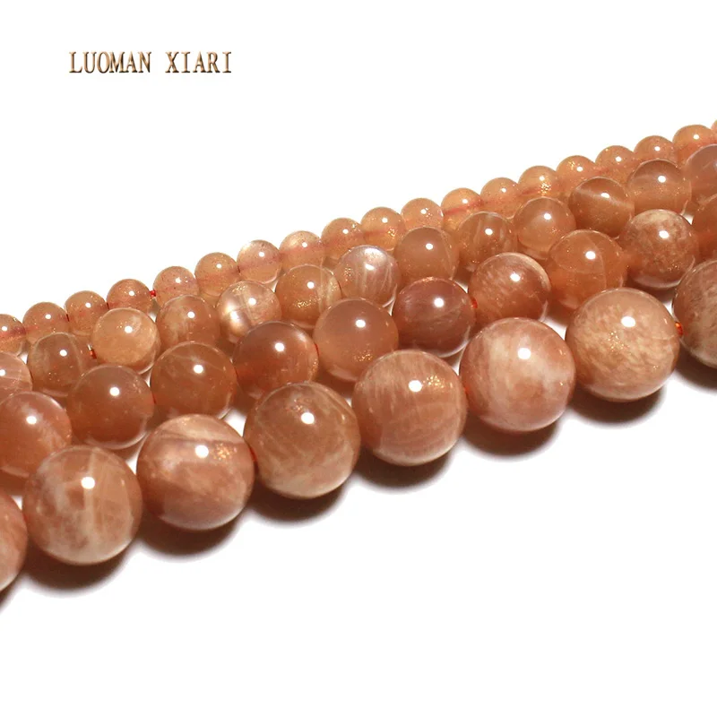 LUOMAN XIARI Natural AAA+ Round  Sunstone Stone Bead For Jewelry Making DIY Bracelet Necklace  Material 4/6/8/10mm Strand 15\'\'