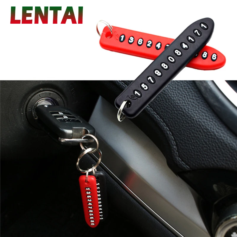 OVERE 1PC Car Keychain Anti-lost phone number plate For Saab honda civic Skoda Octavia A7 A5 Rapid Fabia Yeti Renault Duster