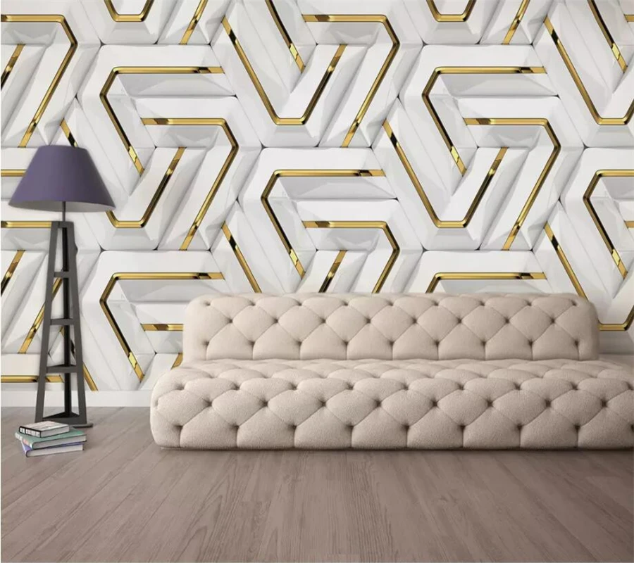 

wellyu Custom wallpaper 3D papel de parede solid geometry pattern TV background wall gold abstract living room bedroom wallpaper