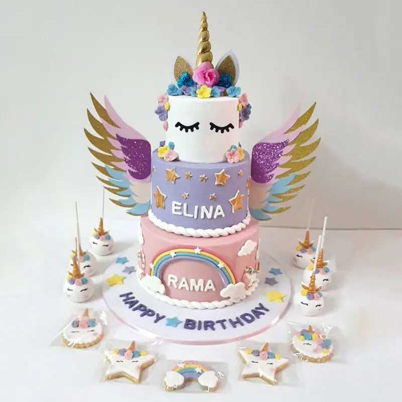 Unicorn Horn Cake Topper Unicorn Party Supplies Kids Birthday Party Decor Cupcake Toppers Wedding Baby Shower Party Decor
