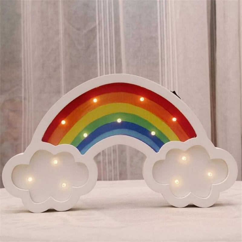 Lámpara de arco iris de madera colorida para niños, Homw LED para luz de noche, decoración de cabecera, lámpara de luz nocturna para niños, regalo
