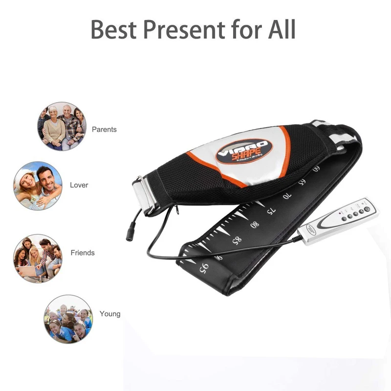 Electric Vibrating Massager Waist Trimmer Slimming Heating Belt with, Weight Loss Burning Fat on Belly Abdomen Full Body