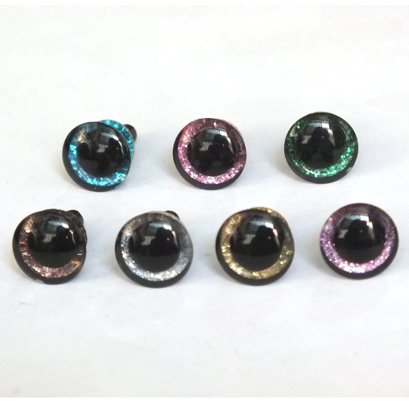 30pcs 9mm/12mm/14mm Glitter Safety Eyes For Toy/Plastic Safety Eyes +washer/7 Color Can Choose