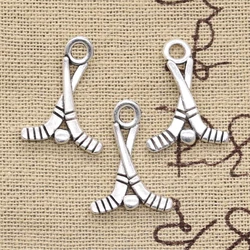 30pcs Charms Hockey Club 16x23mm Antique Silver Color Plated Pendants Making DIY Handmade Tibetan Silver Color Jewelry