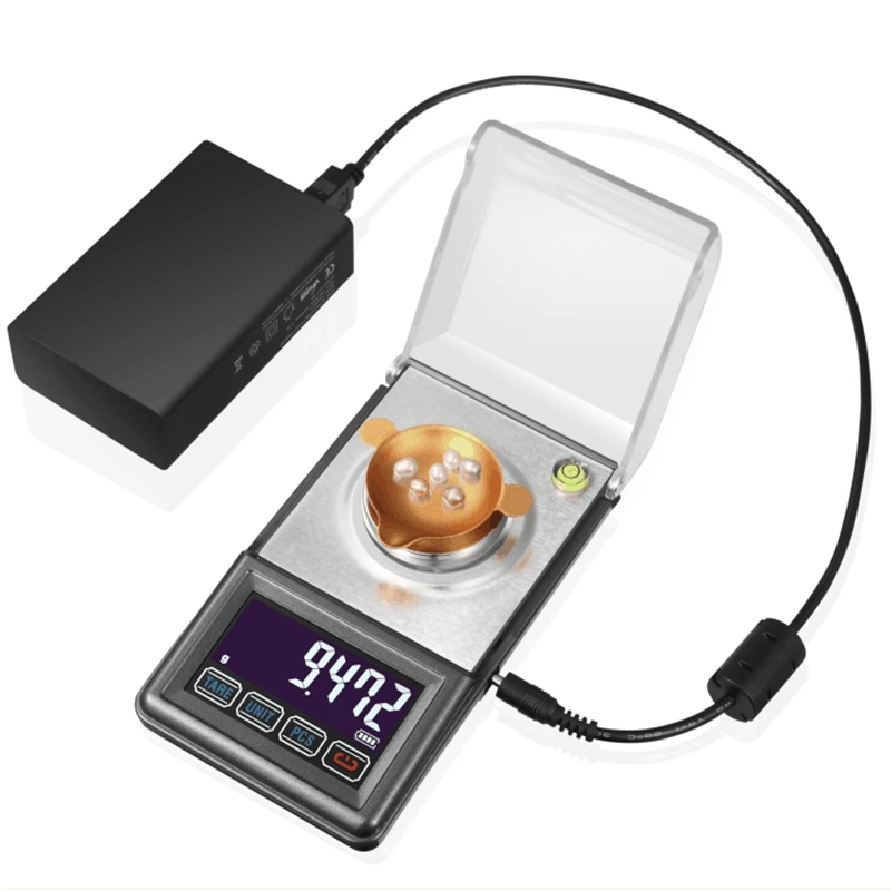 LCD Digital Jewelry Scale 30G 0.001g Gram Milligram Scales Lab Diamond USB Power Accuracy Weight Balance Touch Bottom With Box