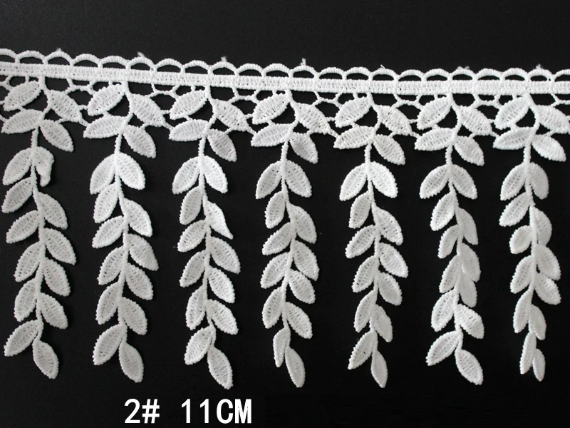 15Yards/lot Width 6.5-11cm White Milk Silk Embroidered Dangling Lace Fabric DIY Handmade Materials Tassel Lace Trim