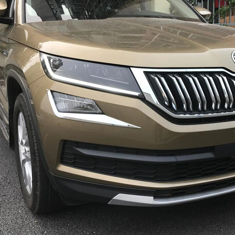 

Для Skoda Kodiaq 2017 2018 ABS Хромированная Автомобильная передняя противотуманная фара украшение для бровей полоса крышка отделка Аксессуары для стайлинга автомобилей 2 шт.