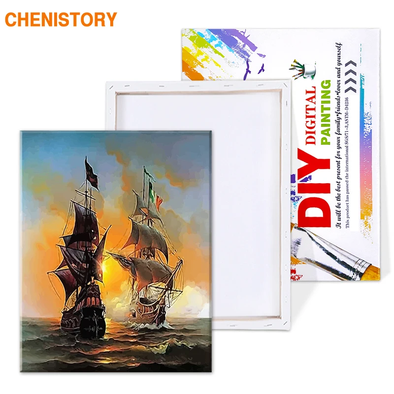 CHENISTORY морской пейзаж Парусник Европа искусство холст живопись своими руками картина маслом на холсте домашний декор 40*50 см