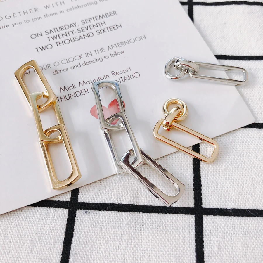 

6pieces / lot Alloylong rectangularchainbuckleearringsSuppliesforJewelryAccessories stainlesssteel jewelrydiy jewelry