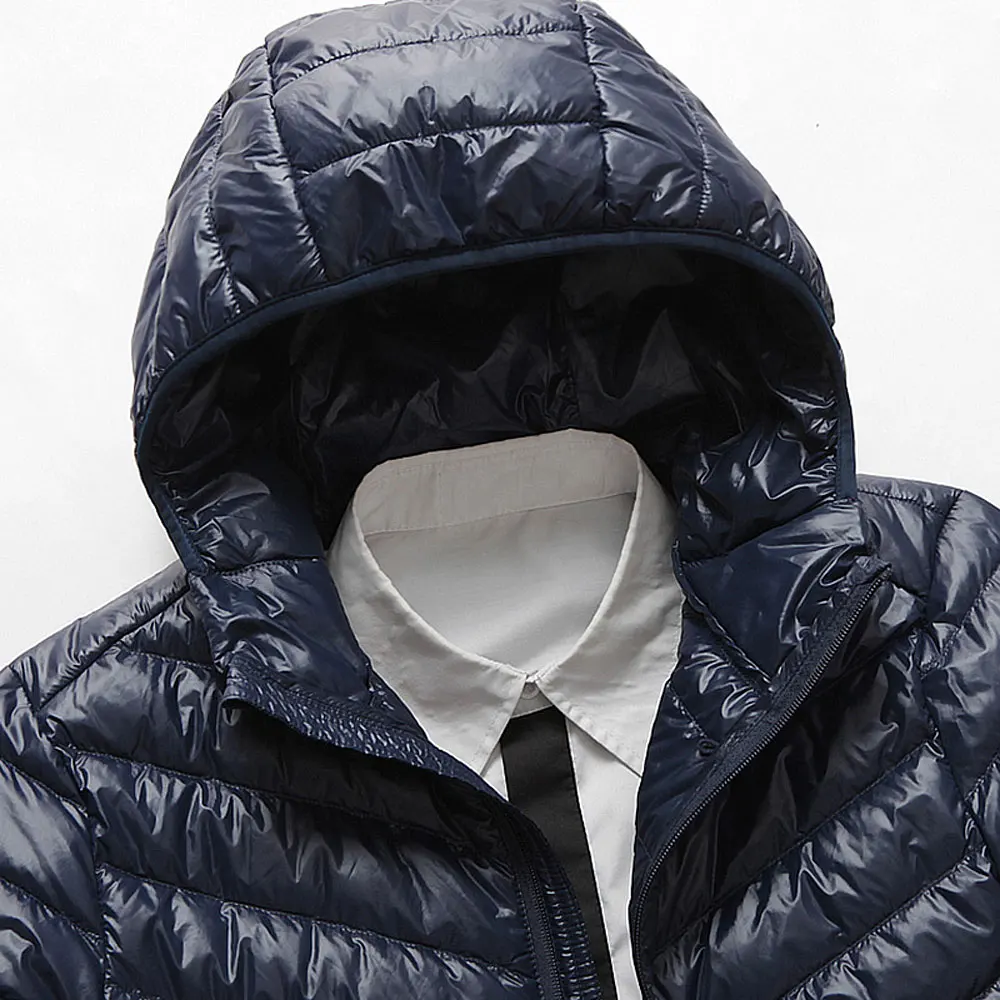 2022 novo outono inverno homem pato para baixo jaqueta ultra leve fino plus size com capuz jaquetas casuais dos homens quente outerwear masculino marca casaco