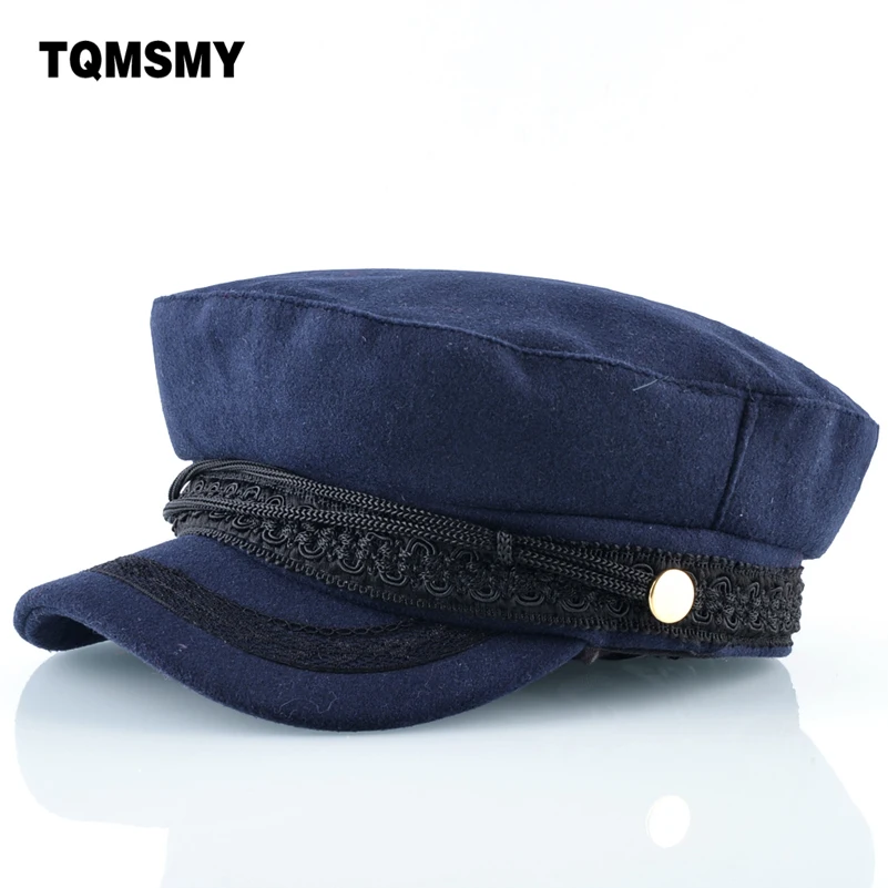 TQMSMY Unisex Bone Military Hats For Men baseball cap women\'s Woolen fabric caps Double Layer warm Gorros Lady Flat Berets