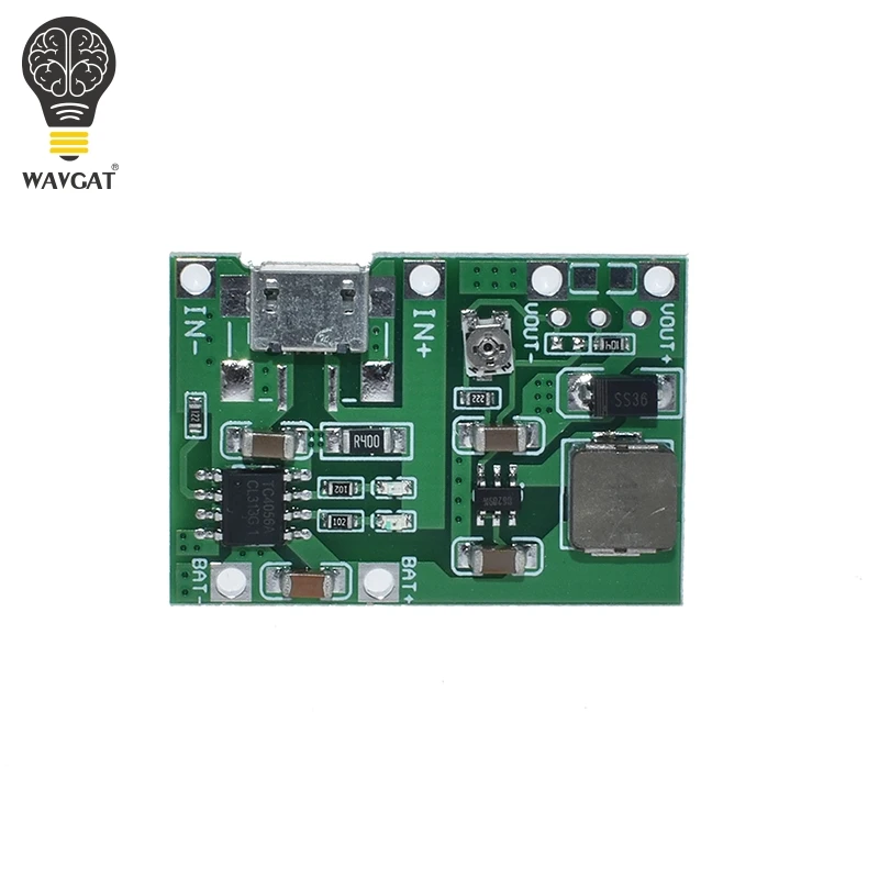WAVGAT Lithium Li-ion 18650 3.7V 4.2V Battery Charger Board DC-DC Step Up Boost Module TP4056 DIY Kit Parts
