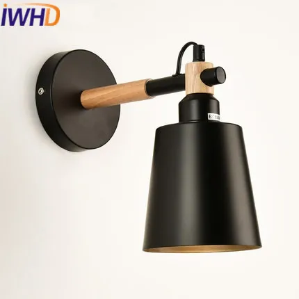 IWHD Iron LED Wall Light Up Down Vintage Industrial Lighting Adjustable Wood Arm Sconce Fixtures Style Loft Retro Wall Lamp