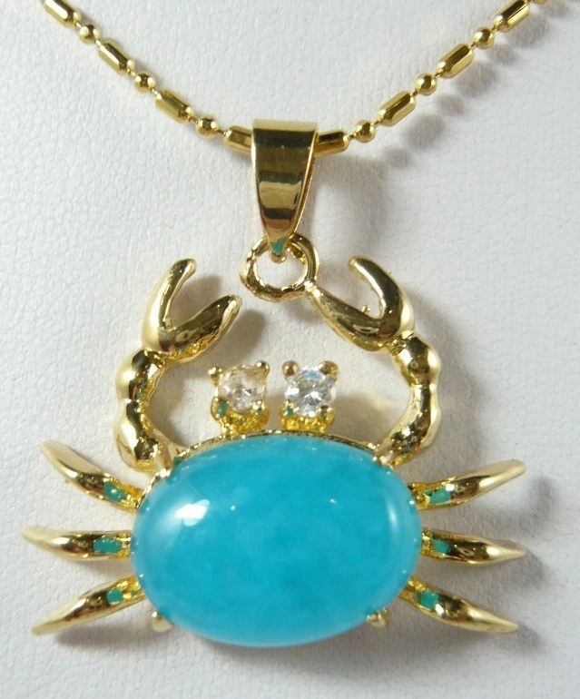 

13*18mm light blue JADE crab pendant