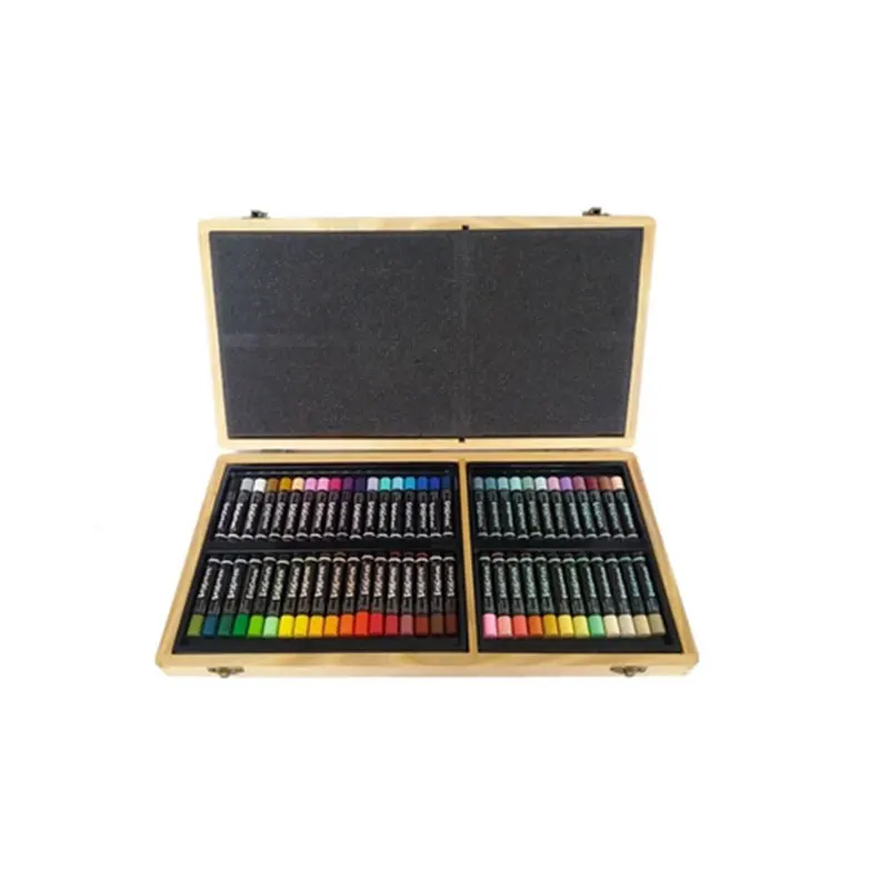 DelGreen Wooden gift box 60 Colors Set Heavy Oil Pastel Oil Painting decorating Stick Art Painting Crayon Set for Art Supplies