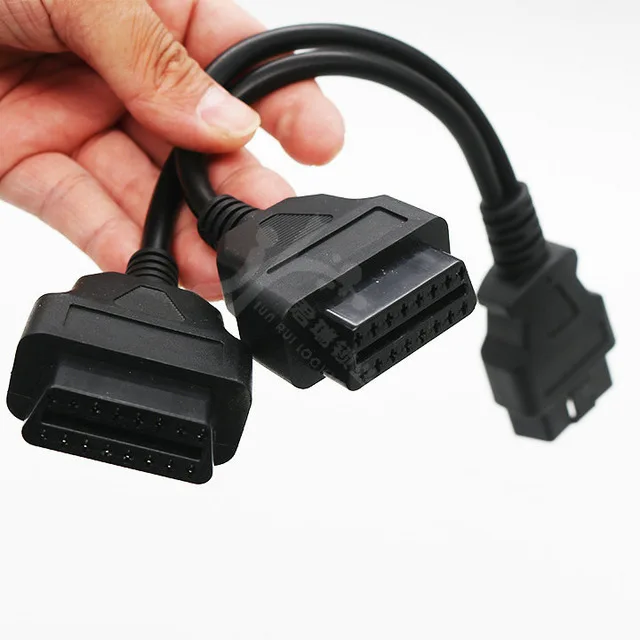 Ô Tô Xe Hơi OBD Extention Cable Chuyển Đến 2 OBD 16Pin 1 Thành 2 30CM