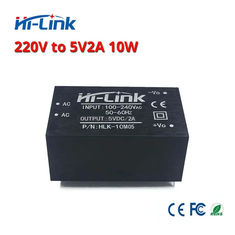 Free shipping 220v  5V/ 10W 2A  AC DC isolated switching step down power supply module AC DC converter HLK-10M05