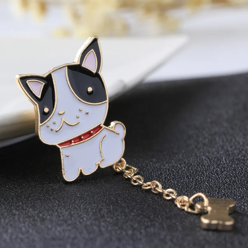 Cute Mini Poodle French Bulldog Puppy and Bone Brooch Button Pin for Coat Jackets Bag Pin Badge Gift Animal Pet brooch