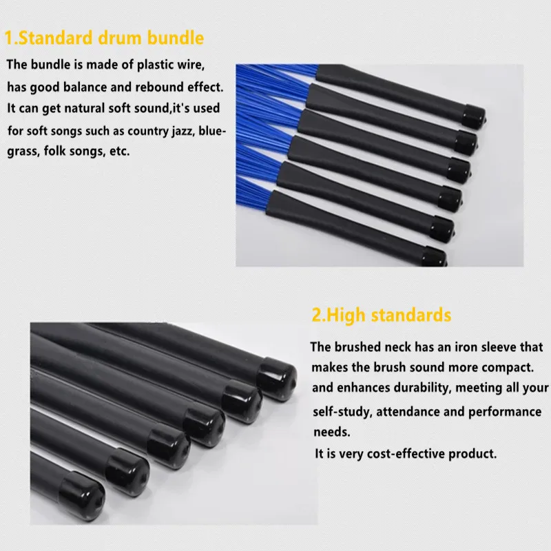 Drum Brushes Sticks Jazz Rock Drum Bundle Wire Carbon Plastic Telescopic Drums Percussion Musical Instruments