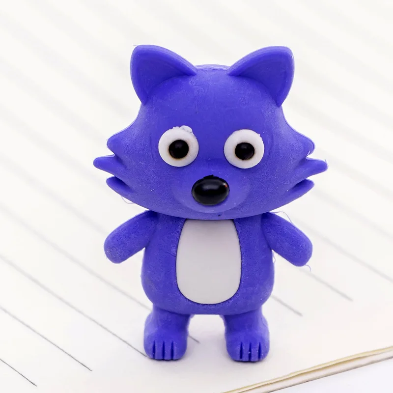 1 Pcs Creative Cartoon Small Fox Cat Model Rubber Eraser Student Rubber Stationery Wholesale