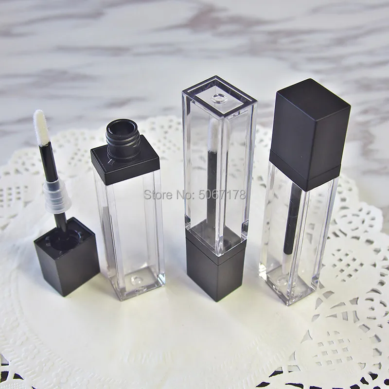 10/30/50pcs 7ml Square Empty Lipstick Lip Gloss Tubes High Quality Transparent Cosmetic Packaging Container With Brush