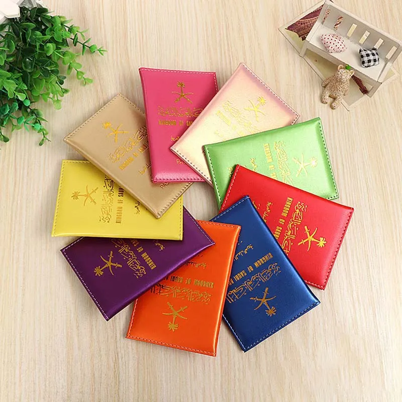 New Saudi Arabia Passport Covers Pink Fashion Pu Leather Cover for Women men Passport Luxury Travel Passport Holder