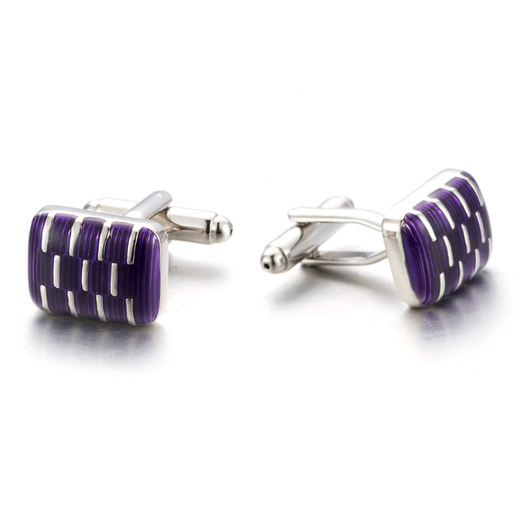 VAGULA Classic Copper Men\'s Cuff links French Shirt Button Gemelos Purple Enamel Cufflinks 353