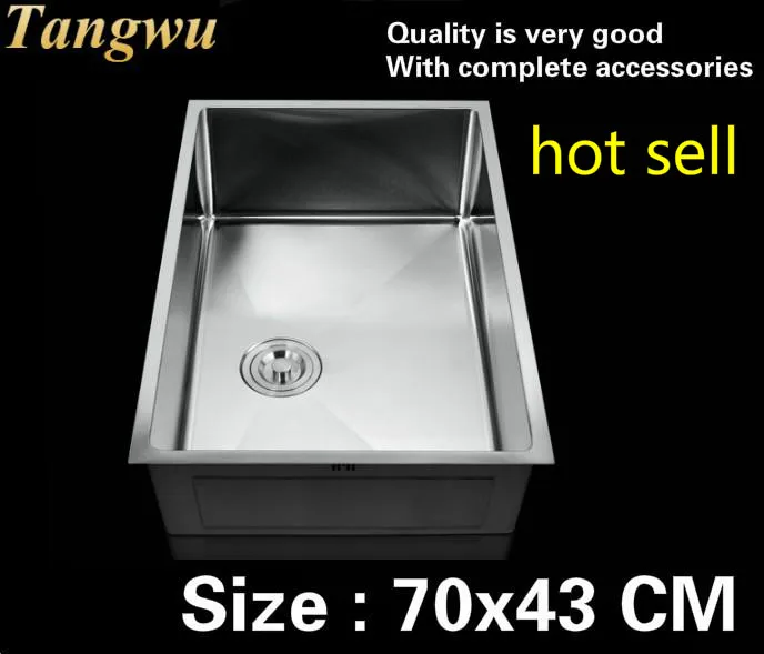 

Free shipping Hot sell standard big kitchen manual sink single trough wash the dishes 304 stainless steel fashion 700x430 MM