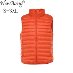 NewBang-Ultra leve impermeável sem mangas Duck Down Vest masculino, colete fino masculino, Gilet leve, branco, Brand