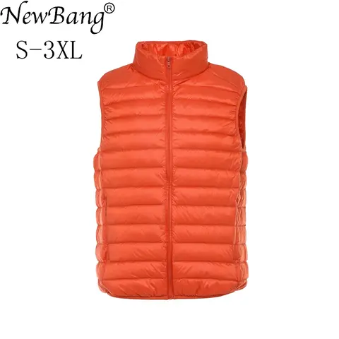 Marca NewBang, chaleco ultraligero para hombre, chaleco ligero impermeable sin mangas con plumón de pato blanco, chaleco ajustado para hombre