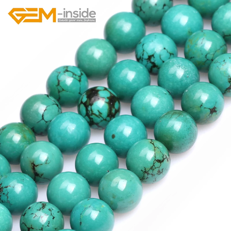 Perles Rondes en Pierre de Turquoises Anciennes de 4mm, 6mm et 18mm, 15 Pouces, pour Bracelet, DIY, Cadeaux Vente en gros