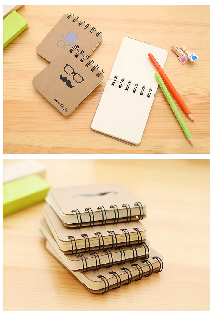 MEMO pad Korean Stationery Black Gold Beard Coil Book Portable notepad small Book Wholesale